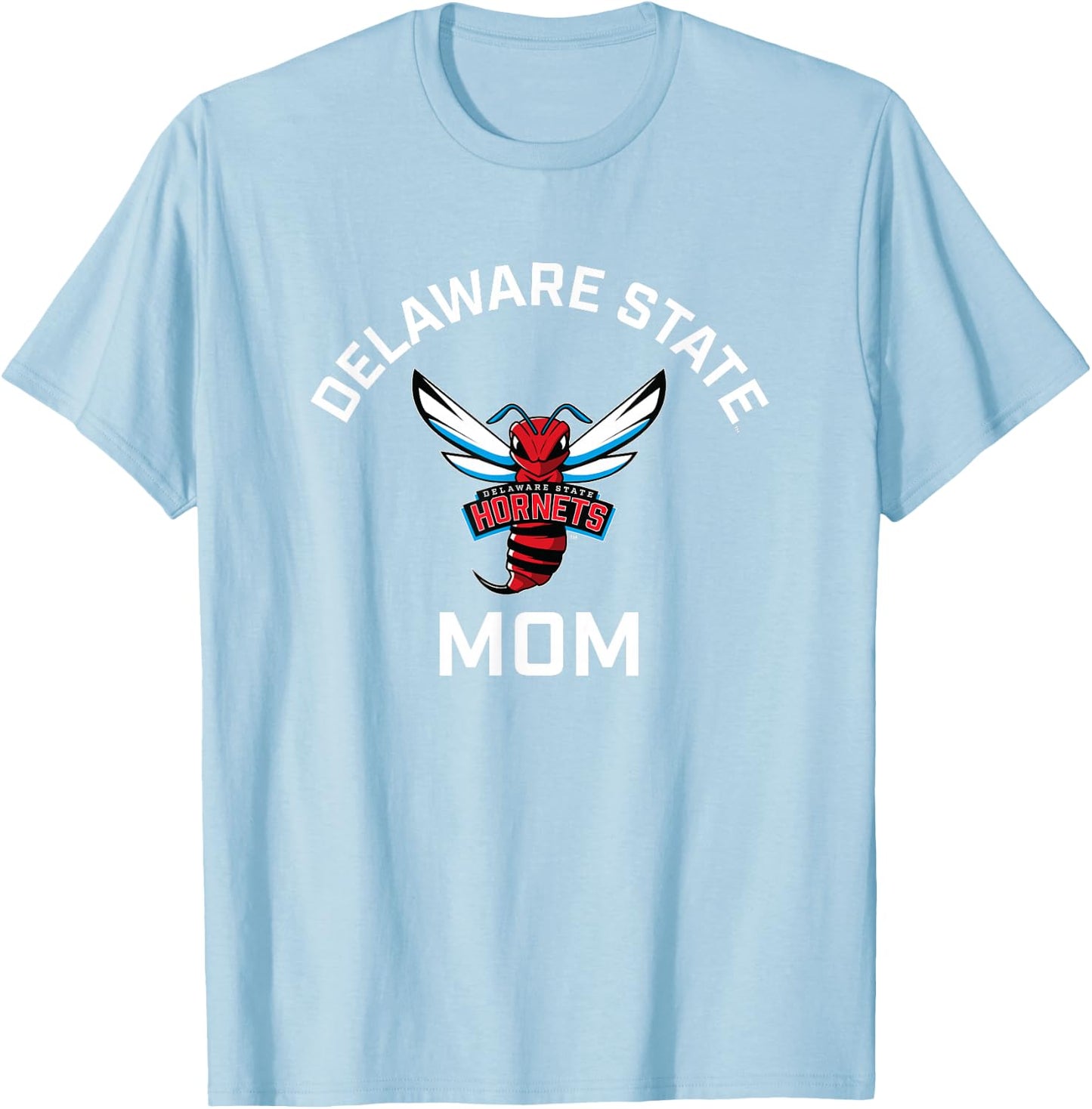Delaware State University DSU Hornets Arched Mom T-Shirt - T-Shirt | Light Blue