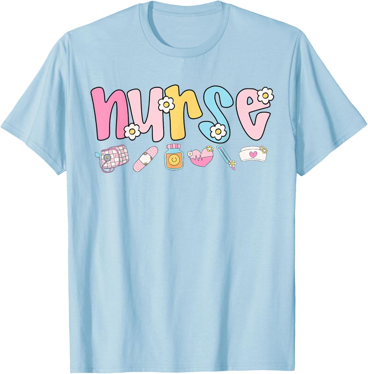Cute Nurse Retro Nurses RN LPN Women School Life Work Scrub T-Shirt - T-Shirt | Light Blue