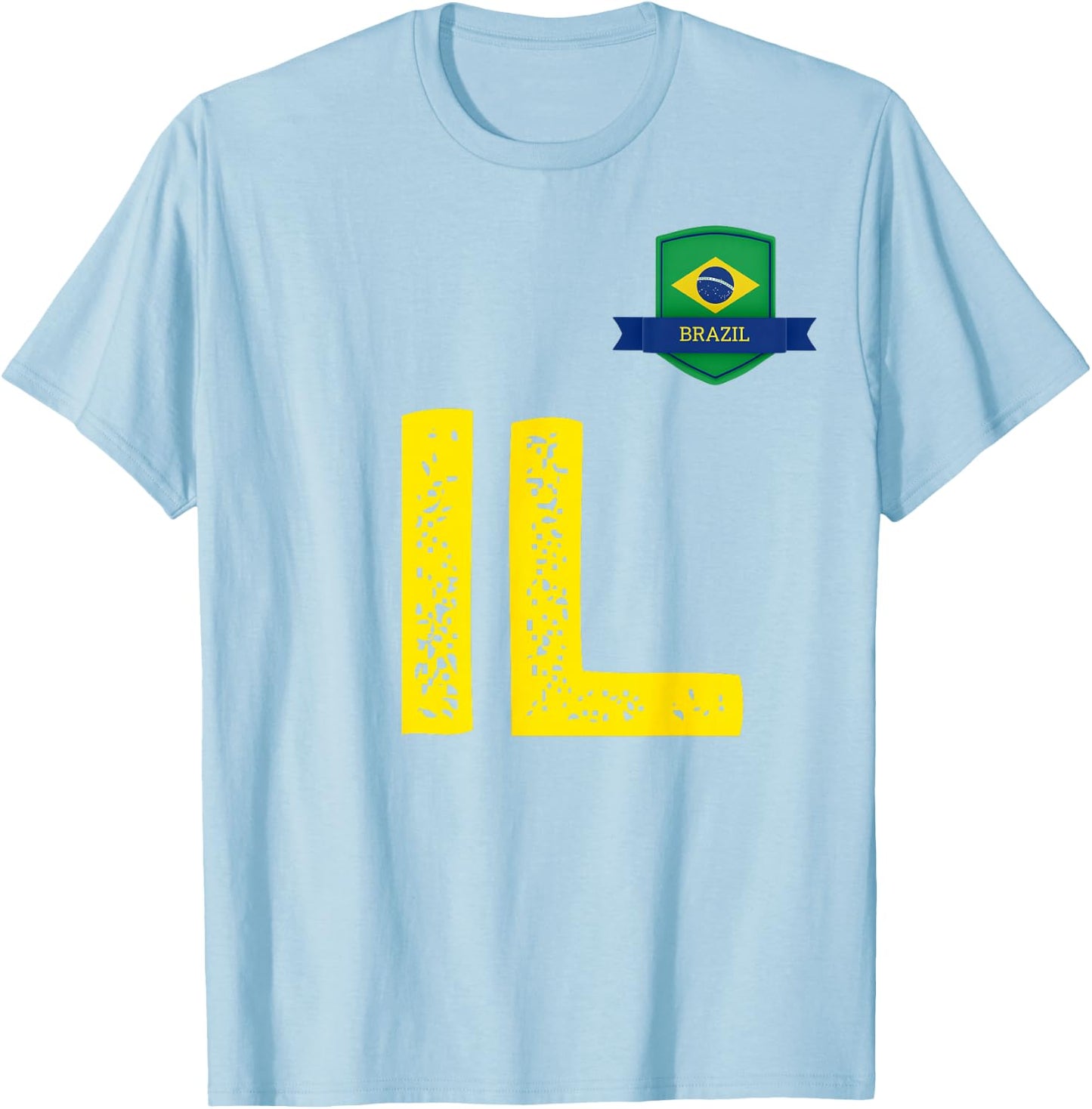 Brazil Human Flag Letter I and Letter L Brazil T-Shirt - T-Shirt | Light Blue