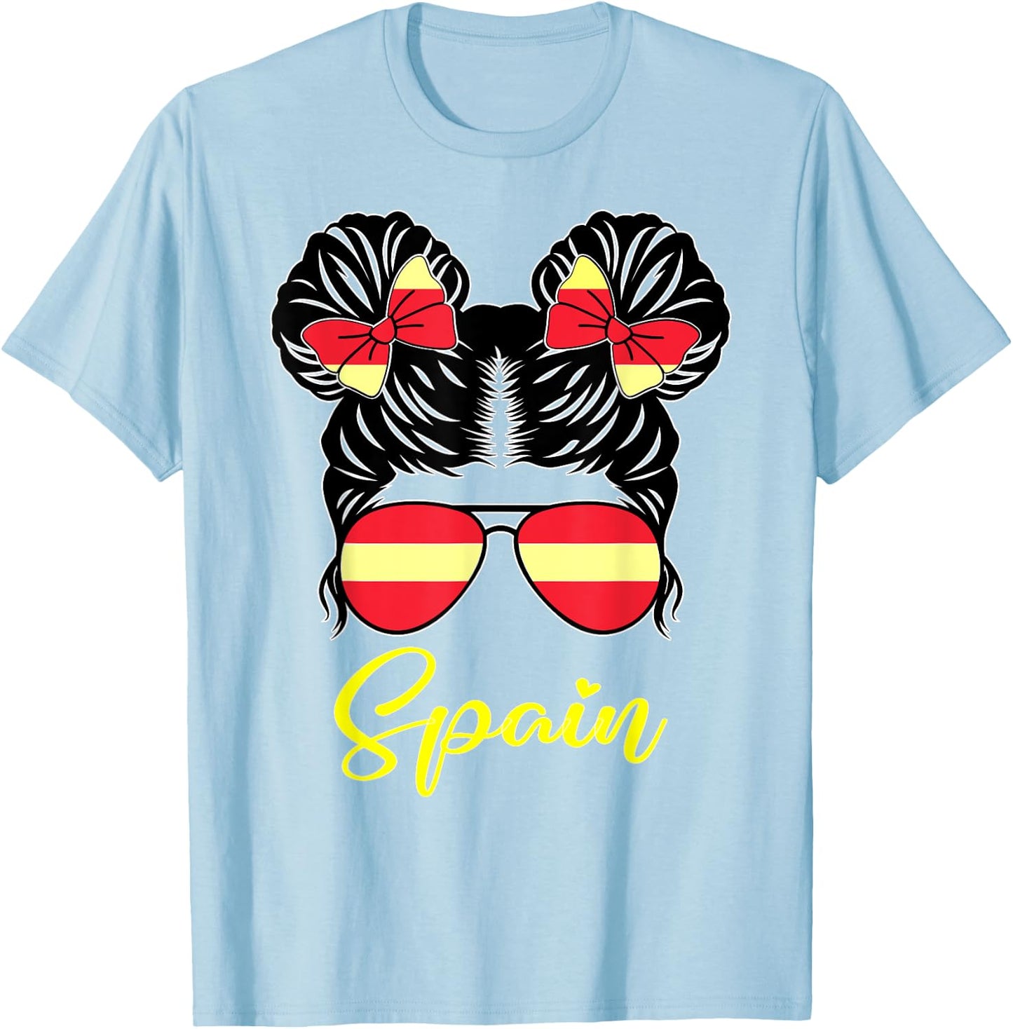 Spain Flag Heart Heartbeat for Spain Men Women Kids Girl T-Shirt - T-Shirt | Light Blue