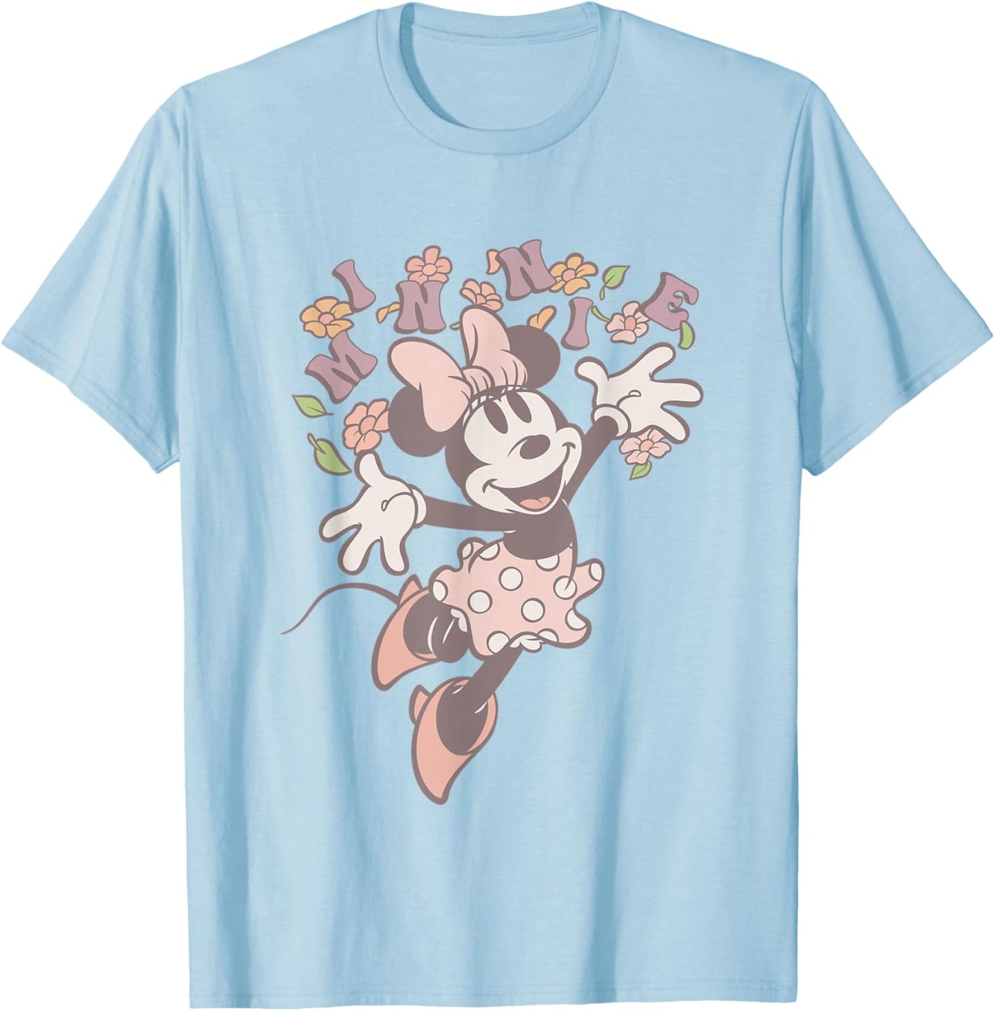 Disney Minnie Mouse Classic Minnie with Flowers T-Shirt - T-Shirt | Light Blue