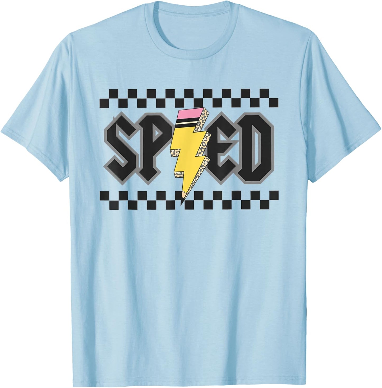 Retro SPED Teacher Pencil Lightning Bolt Back To School T-Shirt - T-Shirt | Light Blue