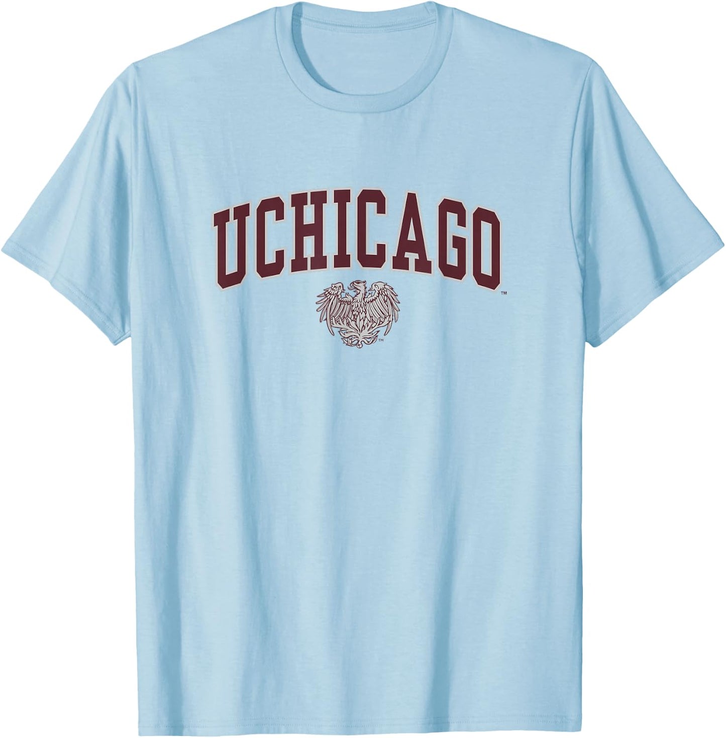 Chicago Maroons Arch Over White Officially Licensed T-Shirt - T-Shirt | Light Blue
