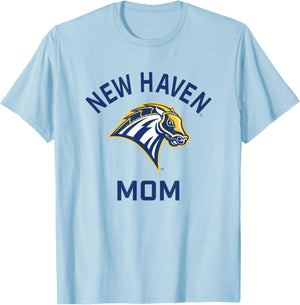 University of New Haven UNH Chargers Arched Mom T-Shirt - T-Shirt | Light Blue