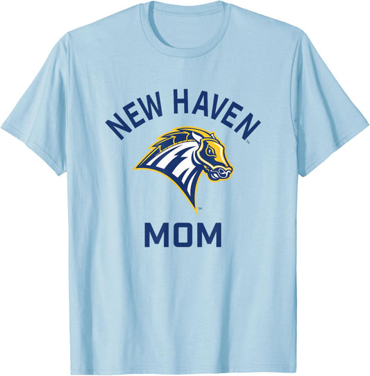 University of New Haven UNH Chargers Arched Mom T-Shirt - T-Shirt | Light Blue