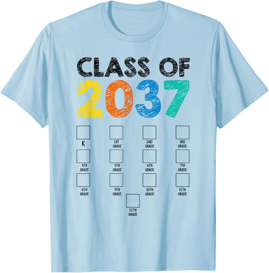 Class of 2037 Grow With Me First Day School Back to School T-Shirt - T-Shirt | Light Blue