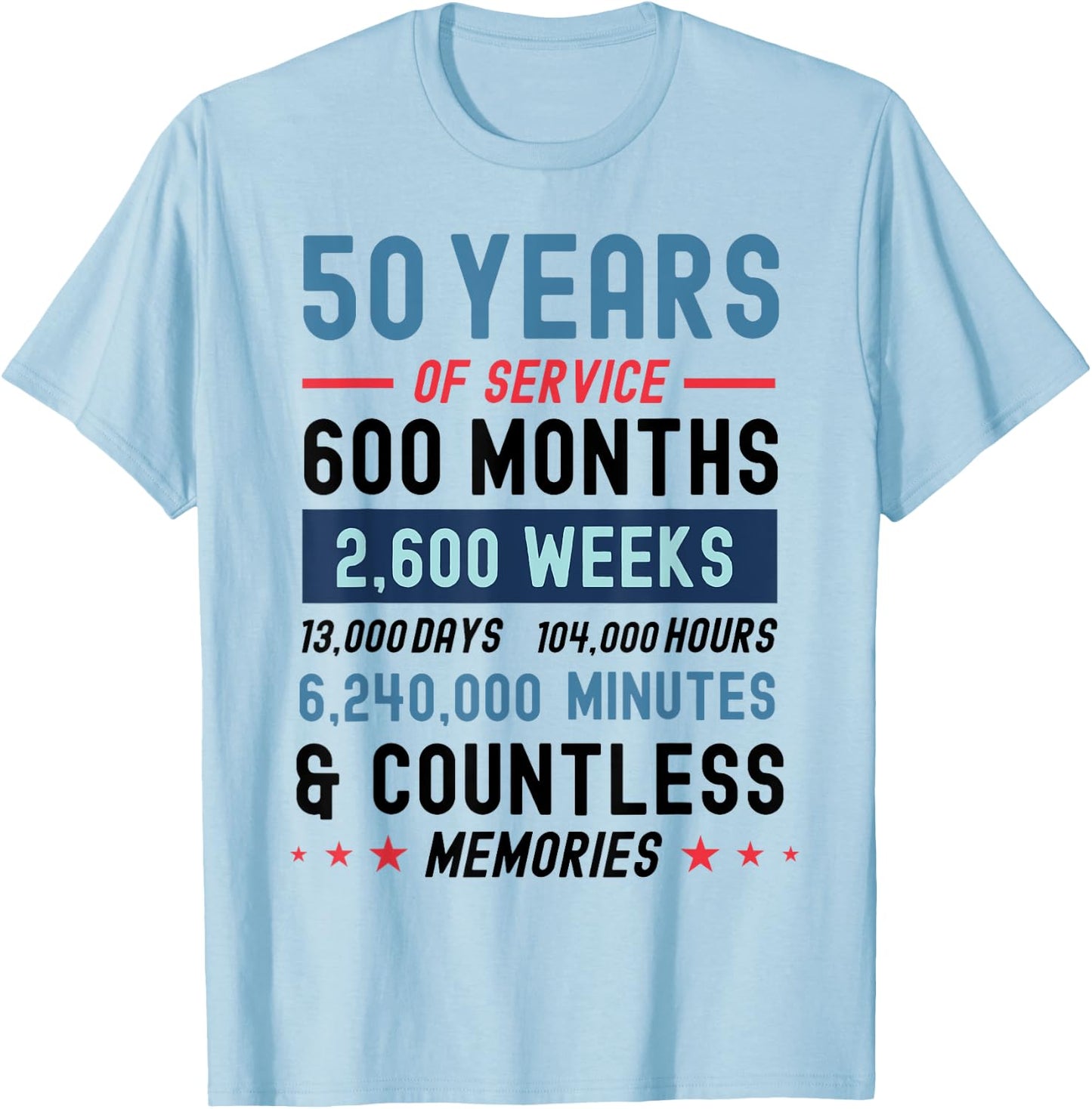 Funny Retirement 50 Years Of Service Retired Retiree T-Shirt - T-Shirt | Light Blue