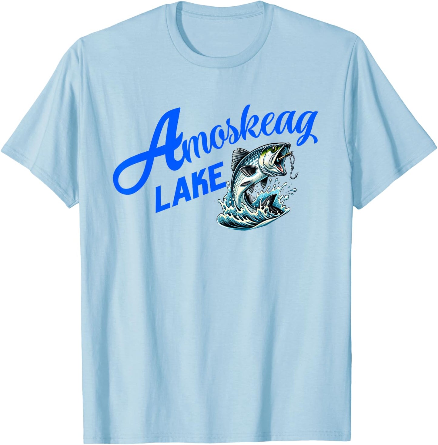 Amoskeag Lake Funny Fishing T-Shirt - T-Shirt | Light Blue