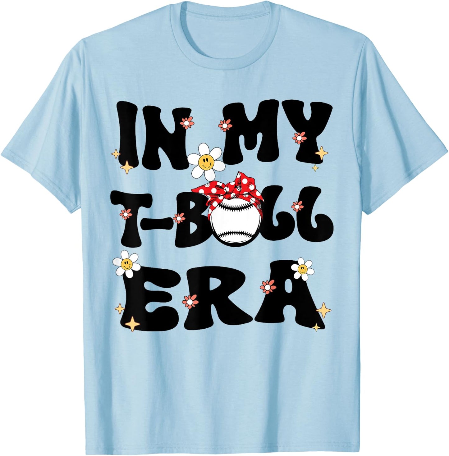 In My Tball Era Retro Groovy T ball ball Kids Girl Boy T-Shirt - T-Shirt | Light Blue
