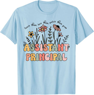 Retro Floral Assistant Principal Shirt For Teachers Day Women T-Shirt - T-Shirt | Light Blue