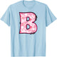 Letter B Pink Initial Monogram Hearts Girly T-Shirt - T-Shirt | Light Blue