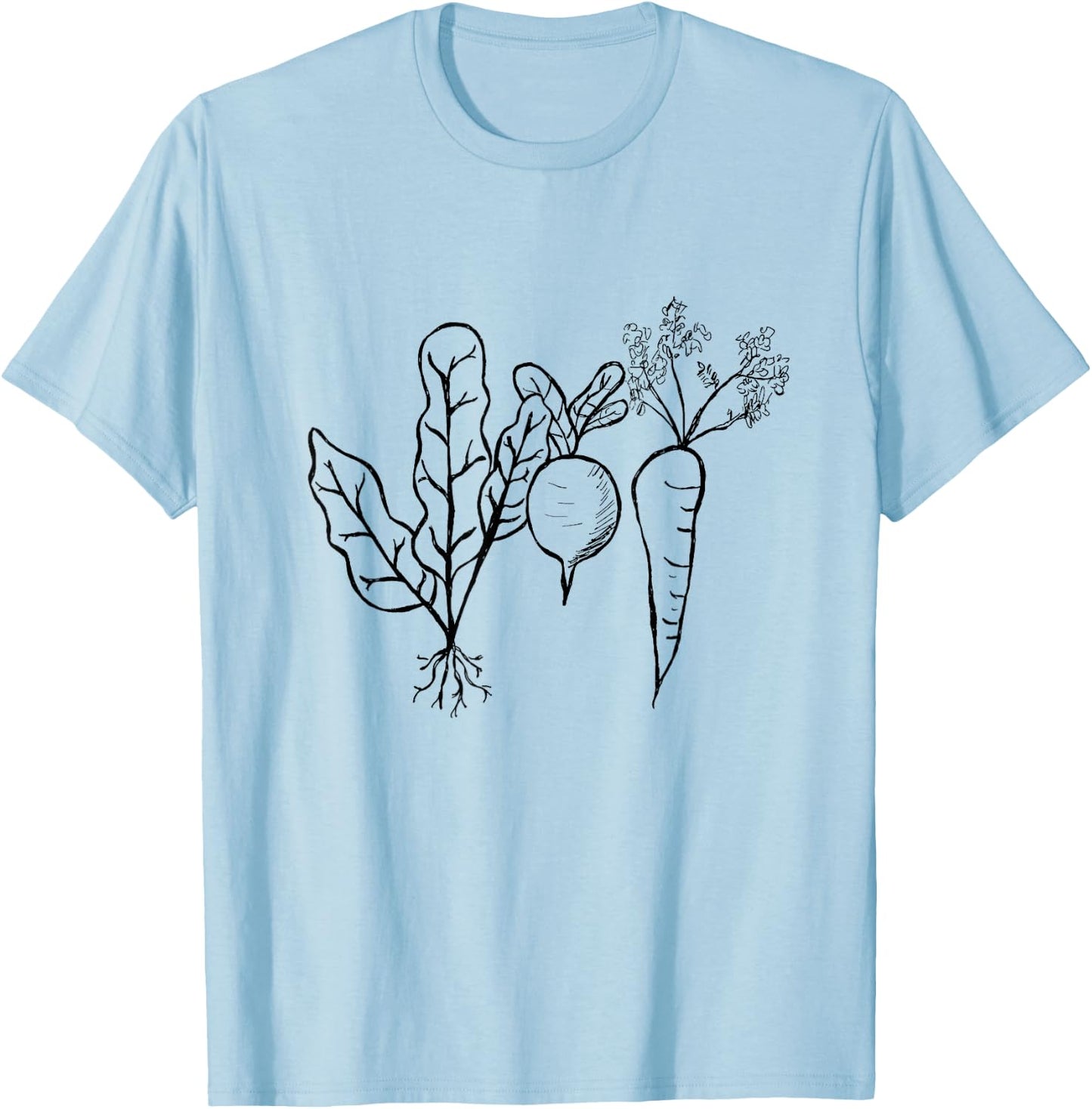 Kale, Beet and Carrot Vegetable Gardening Shirt T-Shirt - T-Shirt | Light Blue