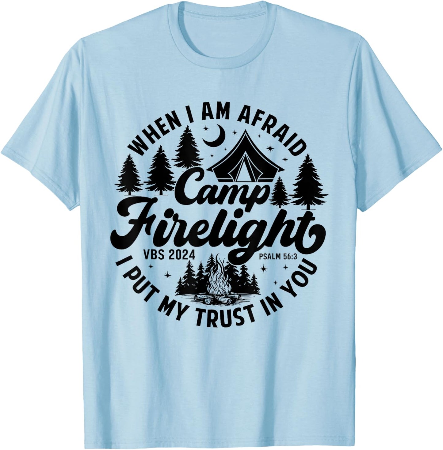 Camp Firelight Vacation Bible School VBS 2024 Christian Camp T-Shirt - T-Shirt | Light Blue