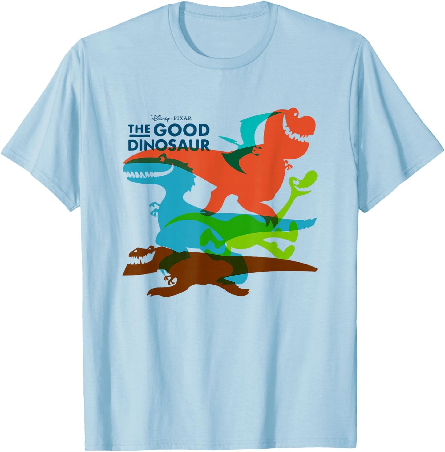 Disney Pixar The Good Dinosaur Group Shot Silhouettes Logo T-Shirt - T-Shirt | Light Blue