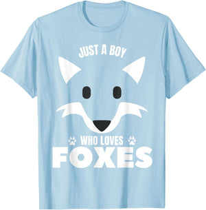 Just A Boy Who Loves Foxes Birthday BDay Boy Gifts Fox Lover T-Shirt - T-Shirt | Light Blue