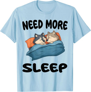 Cute Wolf Need More Sleep Pajamas Nightgown T-Shirt - T-Shirt | Light Blue