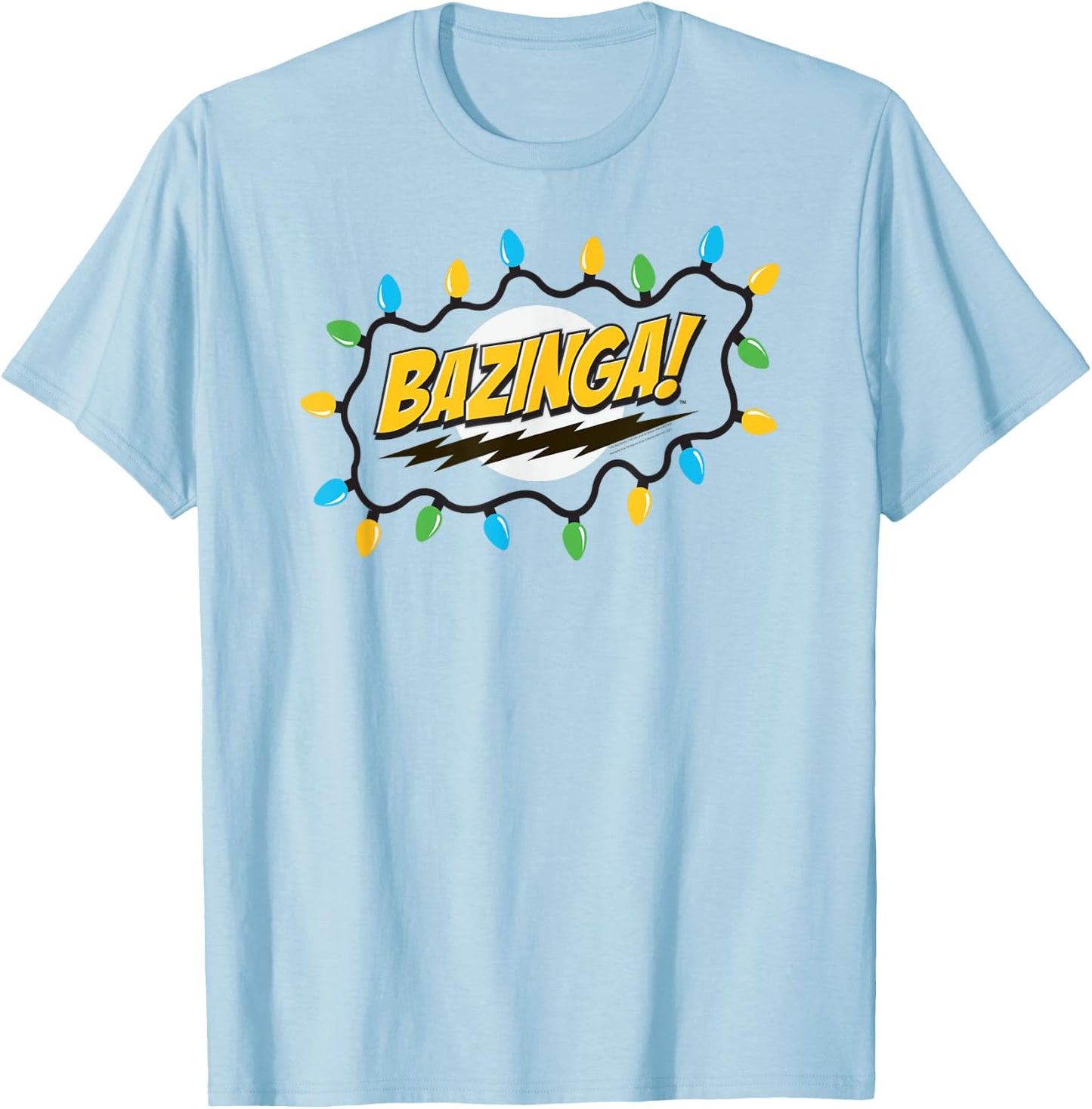 The Big Bang Theory Bazinga Christmas Lights TV Show T-Shirt - T-Shirt | Light Blue
