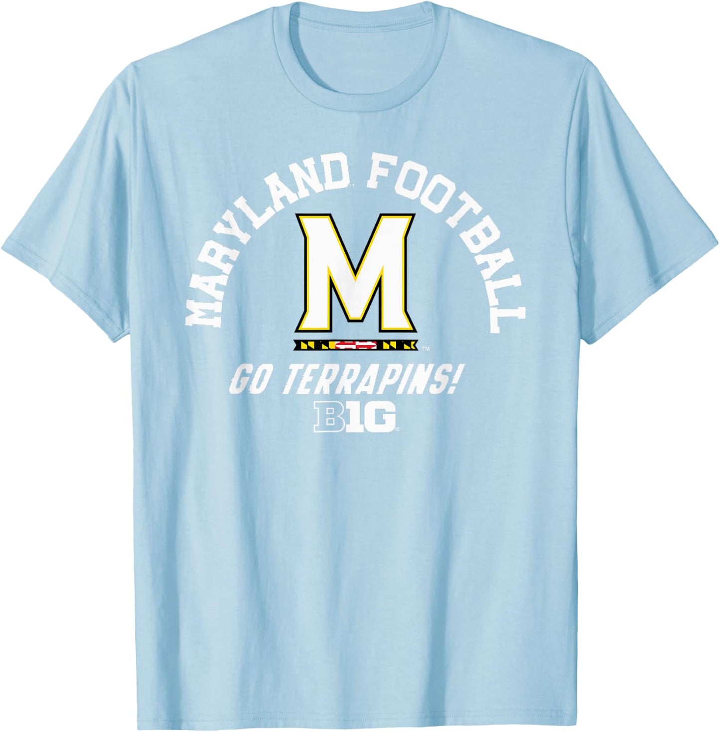 Maryland Terrapins Big 10 Football Red Officially Licensed T-Shirt - T-Shirt | Light Blue