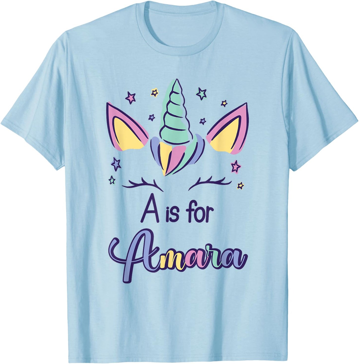 First Name Amara Personalized A Is For Amara T-Shirt - T-Shirt | Light Blue