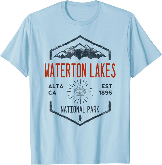 Waterton Lakes National Park Canada Vintage T-Shirt - T-Shirt | Light Blue