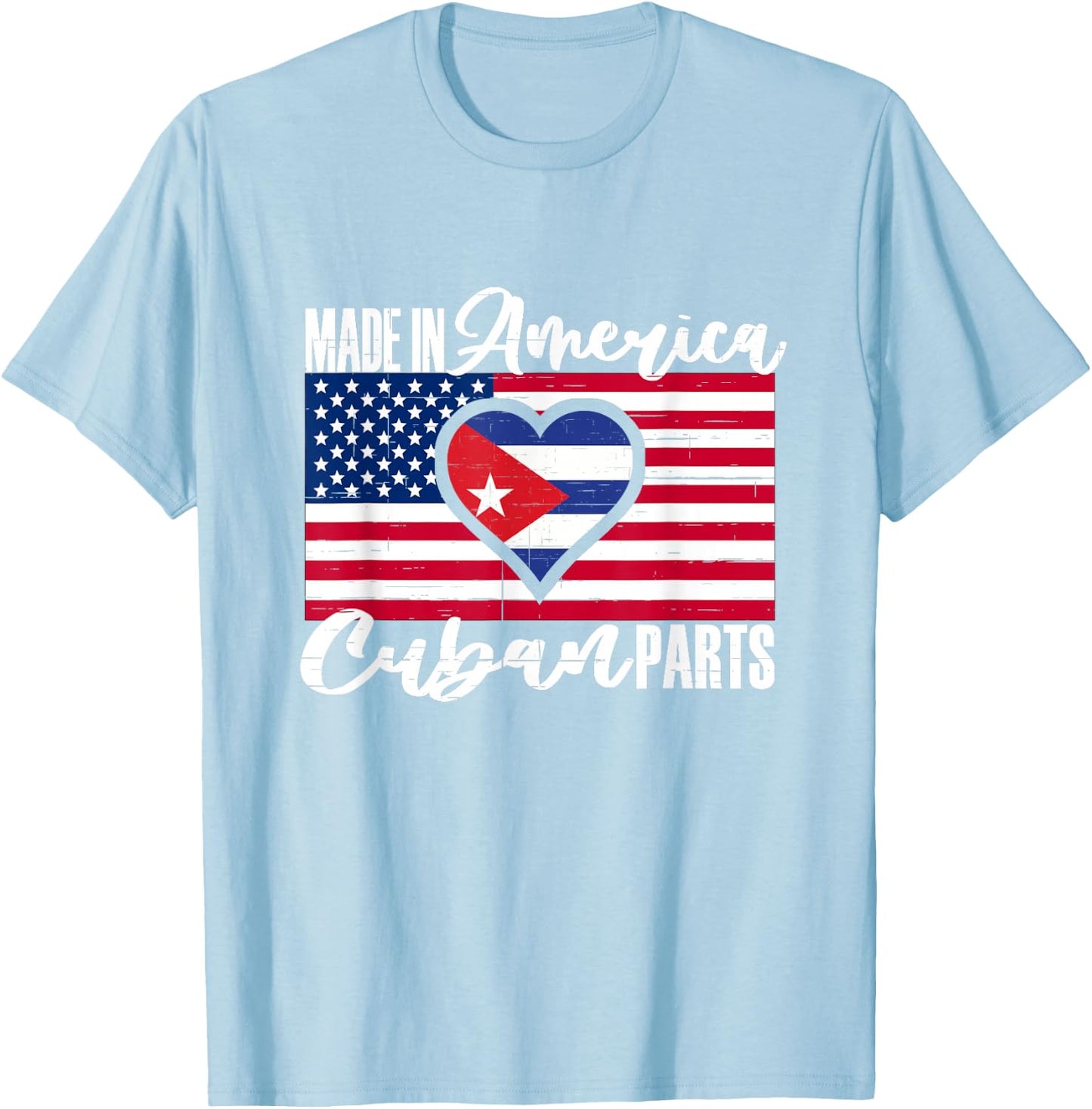 Cuban American Roots Flag Made Raised In America Cuban Parts T-Shirt - T-Shirt | Light Blue