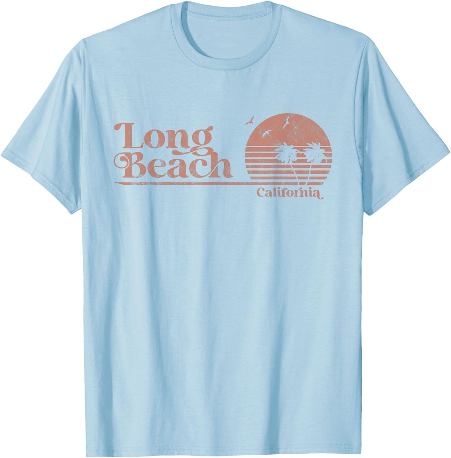 Vintage Long Beach California Palm Trees CA Retro Men Women T-Shirt - T-Shirt | Light Blue