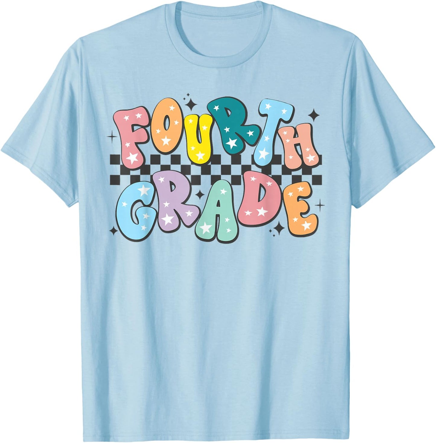 Retro Fourth Grade Teacher Kids Back To School 4th Grade T-Shirt - T-Shirt | Light Blue