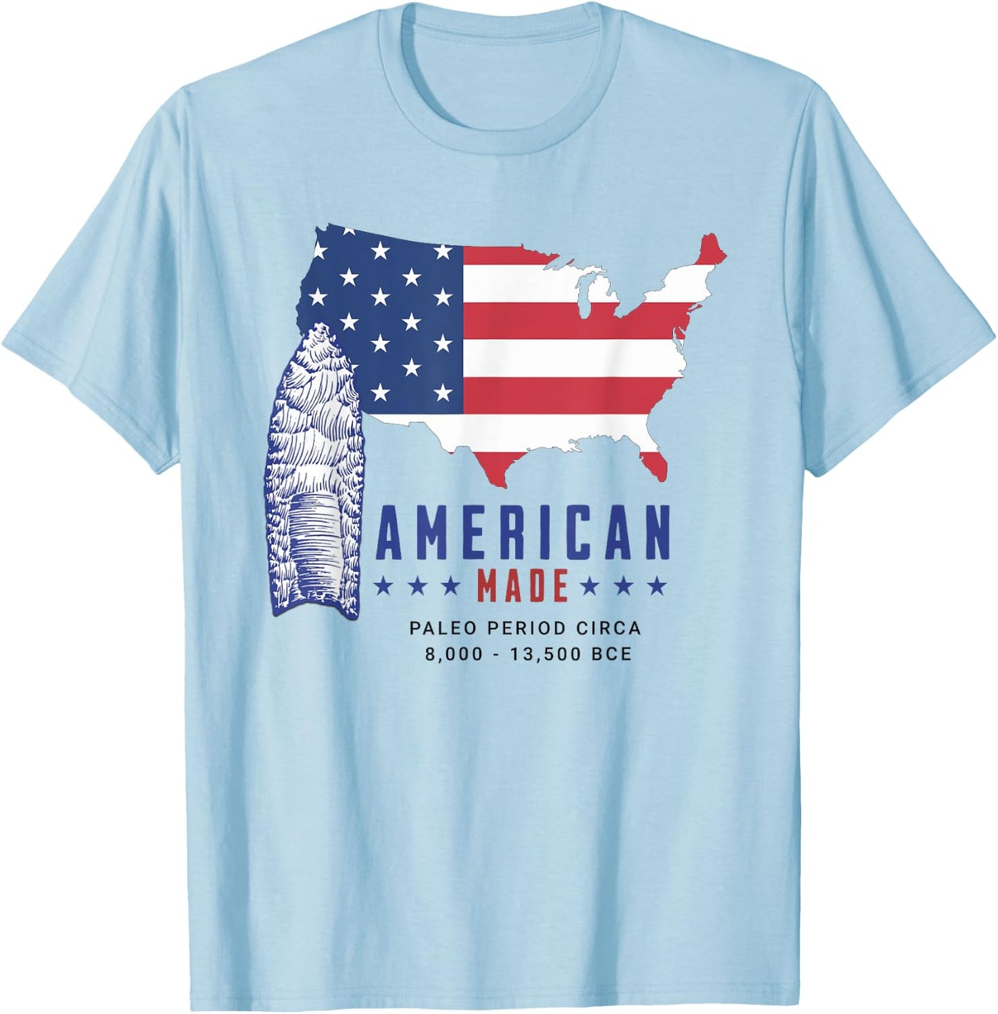 Paleo Spearpoint (Arrowhead) with American Flag Kids Men T-Shirt - T-Shirt | Light Blue
