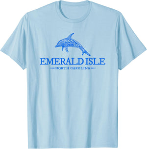 Emerald Isle North Carolina Dolphin Women Beach T-Shirt - T-Shirt | Light Blue