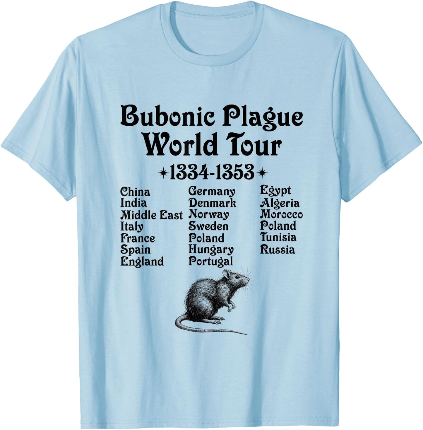 Gothic Bubonic Plague World-Tour Plague Rat Medieval History T-Shirt - T-Shirt | Light Blue