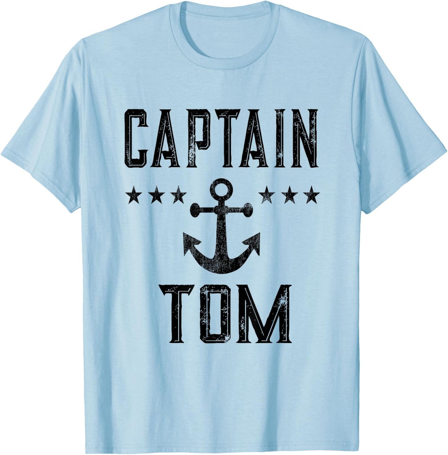 Captain Tom - Personalized Nautical Boating Boat Owner Art T-Shirt - T-Shirt | Light Blue