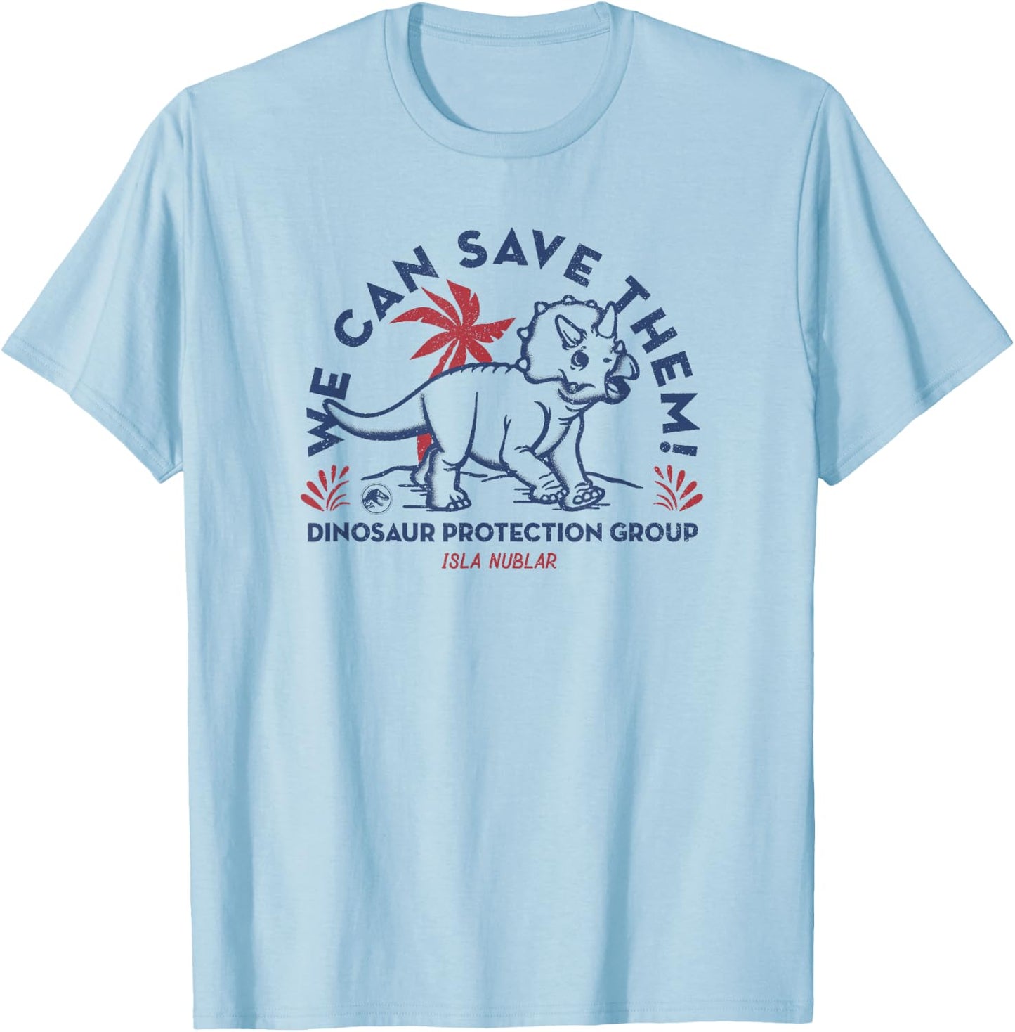 Jurassic World Save The Triceratops Poster T-Shirt - T-Shirt | Light Blue