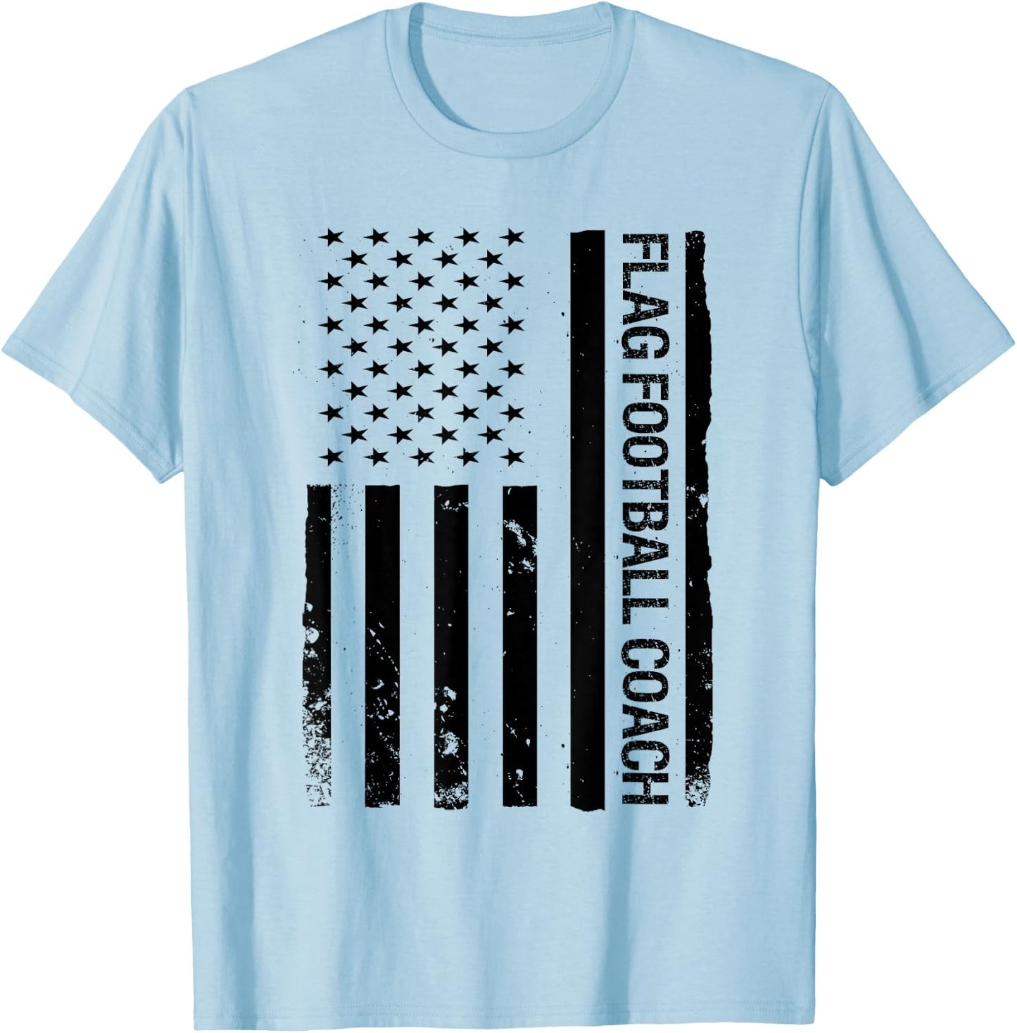 Funny Flag Football Coach USA American Flag T-Shirt - T-Shirt | Light Blue