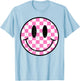 Retro Groovy Checkered Pattern Smile Face Trendy Kids T-Shirt - T-Shirt | Light Blue
