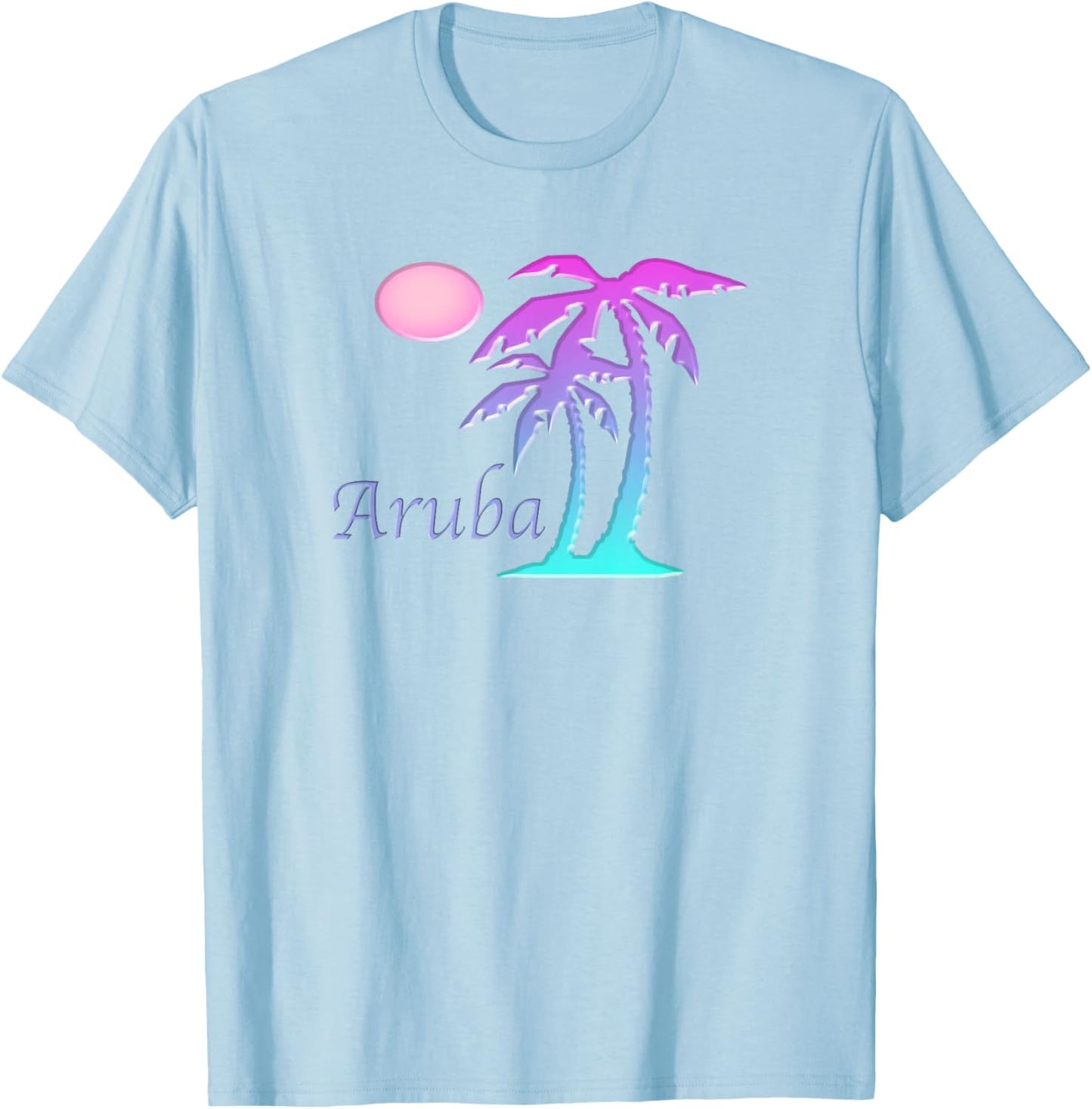 ARUBA Vacation Souvenir Gift Sun Palm Tree Sunset T-Shirt - T-Shirt | Light Blue
