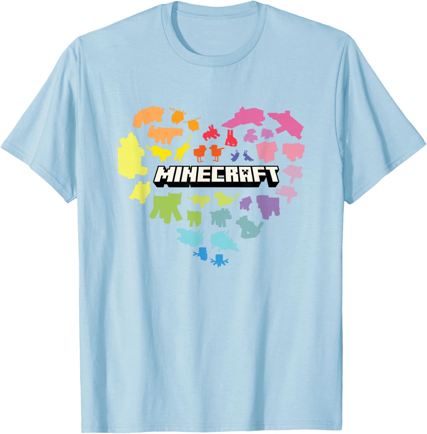 Minecraft Valentine's Day Heart Shaped Rainbow Icons T-Shirt - T-Shirt | Light Blue