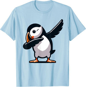Puffin | Puffin Bird, For Kids & Cute Dabbing Puffin T-Shirt - T-Shirt | Light Blue