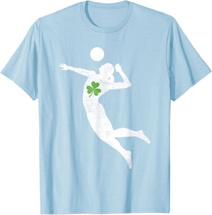 Volleyball Lovers Green Shamrock Leaf St Patricks Day T-Shirt - T-Shirt | Light Blue