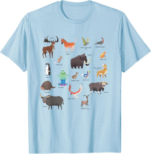 Extinct Animals Chart Design Dodo Learning Gift Kids T-Shirt - T-Shirt | Light Blue