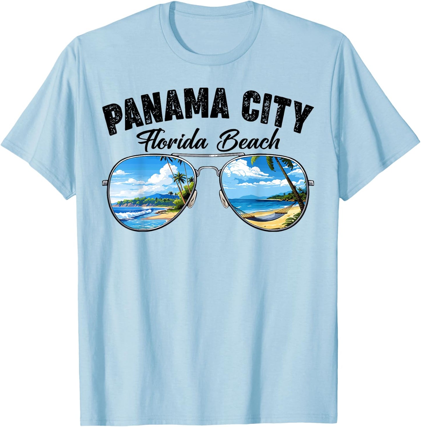 Retro Panama City Florida Beach Vibes Summer Break Vacation Men Women Kids T-Shirt - T-Shirt | Light Blue