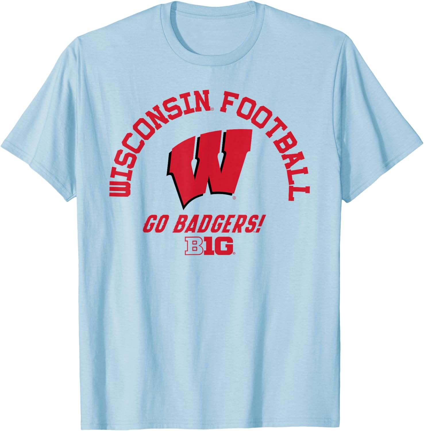 Wisconsin Badgers Big 10 Football White Officially Licensed T-Shirt - T-Shirt | Light Blue
