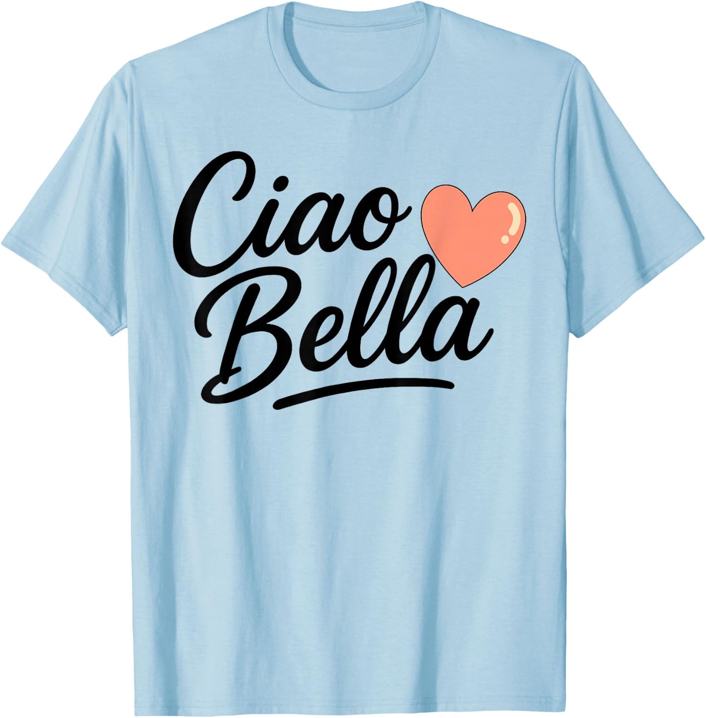 Ciao Bella Heart Retro Look T-Shirt - T-Shirt | Light Blue