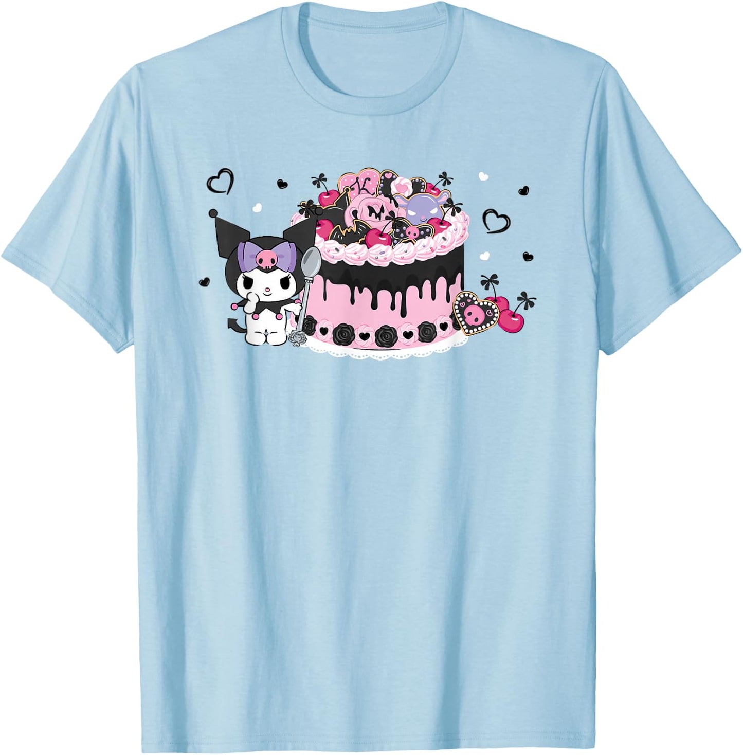 Kuromi Kawaii Cake T-Shirt - T-Shirt | Light Blue