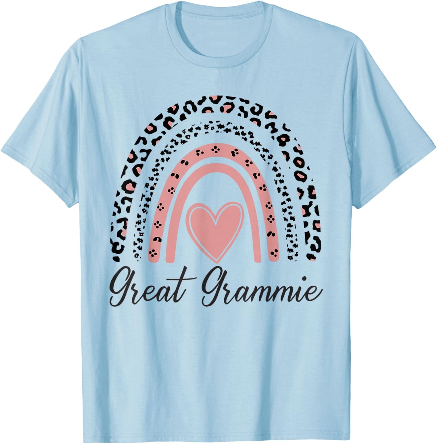 Great Grammie Leopard Rainbow Funny Great Grammie T-Shirt - T-Shirt | Light Blue