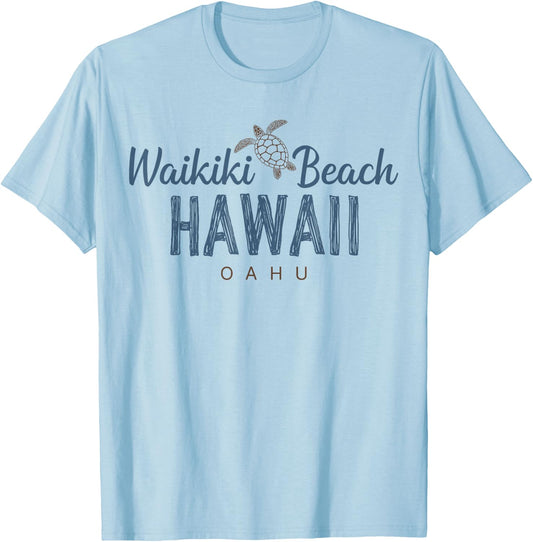 Waikiki Beach Oahu Hawaii T-Shirt - T-Shirt | Light Blue