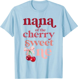 Nana of the Cherry Sweet One Coquette First Birthday 1st T-Shirt - T-Shirt | Light Blue