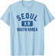 Seoul South Korea KR Gym Style Distressed Dark Blue Print T-Shirt - T-Shirt | Light Blue