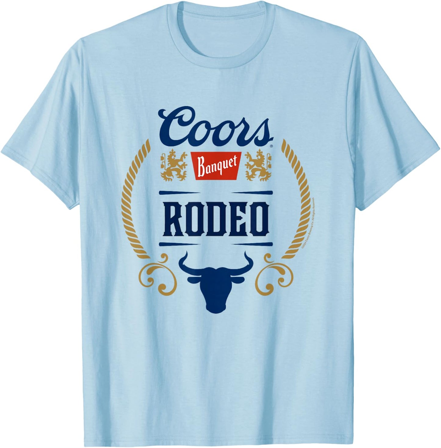 Coors Banquet Rodeo Bull Horns Framed Badge T-Shirt - T-Shirt | Light Blue