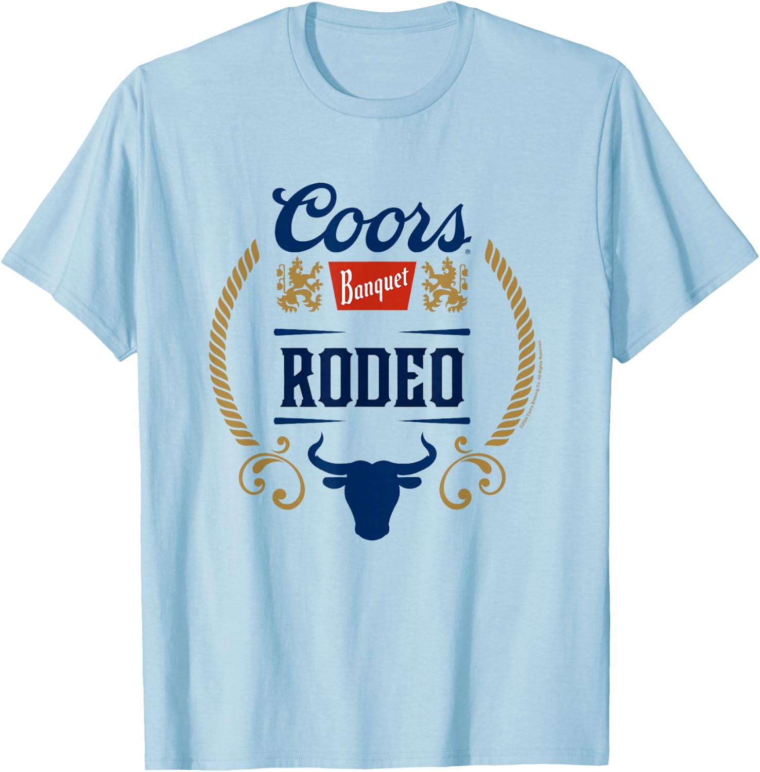 Coors Banquet Rodeo Bull Horns Framed Badge T-Shirt - T-Shirt | Light Blue