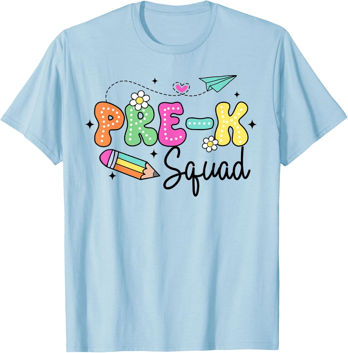 Pre-K Squad Student Teacher Back To School Groovy PreK Team T-Shirt - T-Shirt | Light Blue